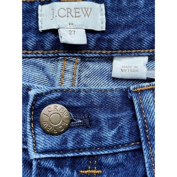 J Crew Womens Jeans 27 Blue Distressed Mid Rise Skinny Denim Bottom - Picture 4 of 8